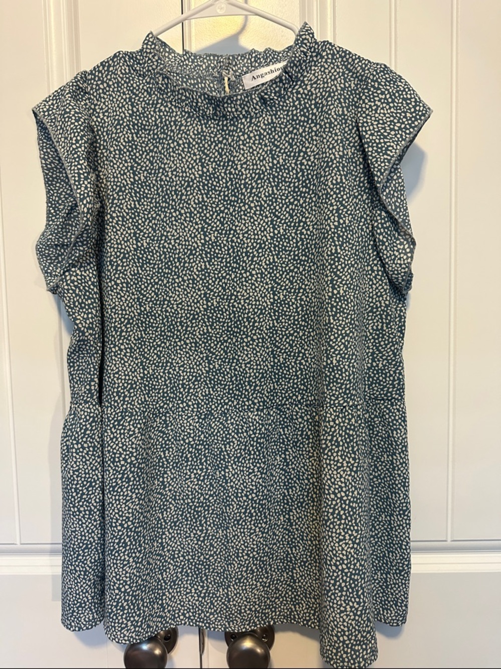 Teal Ruffle Sleeve Peplum Top